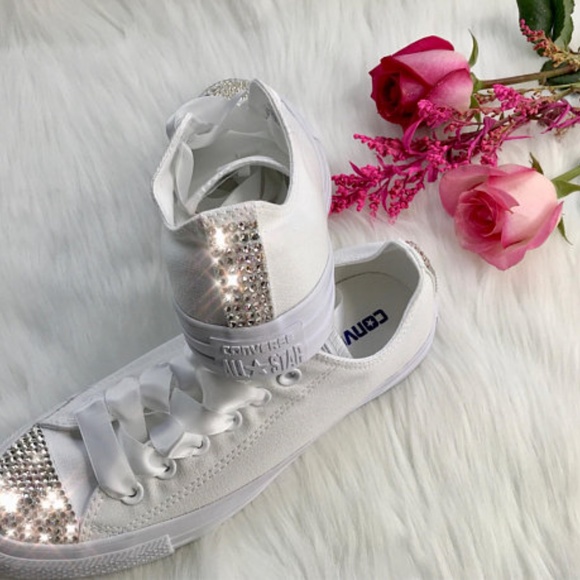 Women’s Wedding Bling Swarovski White Converse - Picture 2 of 5